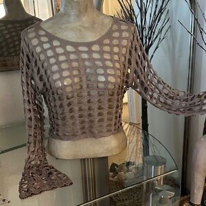 Crochet Open-Knit Long Sleeve Top